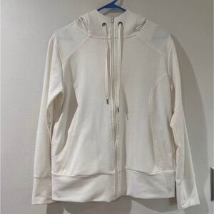 Olivia Warren Cream Classic White Zip-Up sweater